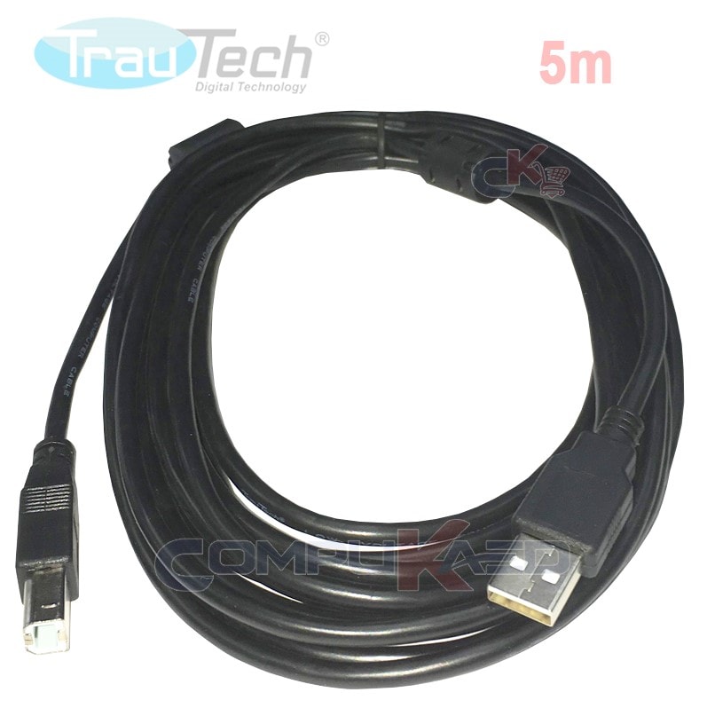 CABLE USB 2.0 A IMPRESORA DE 5 METROS DOBLE FILTRO TRAUTECH – Compukaed
