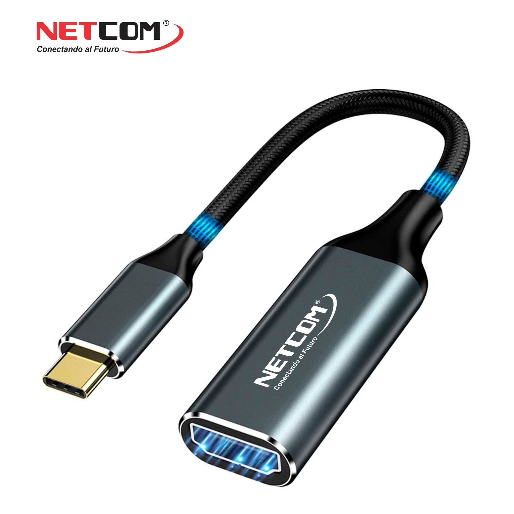 CABLE ADAPTADOR DE USB 3.1 TIPO C MACHO A HDMI HEMBRA ULTRA HD 4K 60HZ  ALUMINIO FORRADO EN NYLON NETCOM – Compukaed